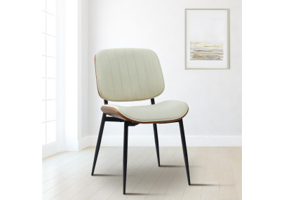 Chaise visiteur Tiffin en cuir artificiel noyer/crème