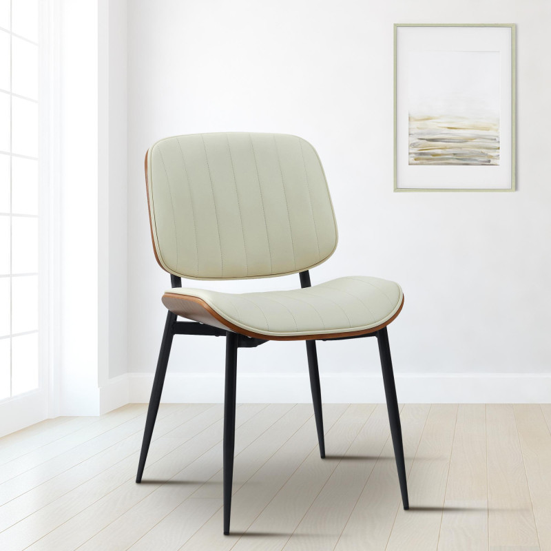 Silla de visitante Tiffin en cuero artificial nogal/crema