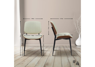 Chaise visiteur Tiffin en cuir artificiel noyer/crème