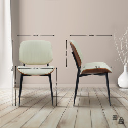 Silla de visitante Tiffin en cuero artificial nogal/crema