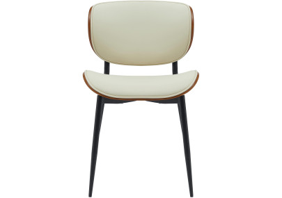 Chaise visiteur Enid en cuir artificiel noyer/crème