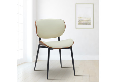 Chaise visiteur Enid en cuir artificiel noyer/crème