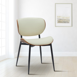 Sedia da visita Enid in ecopelle noce/crema