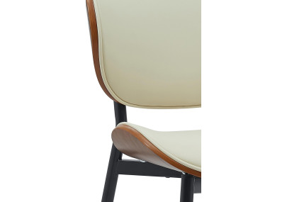 Chaise visiteur Enid en cuir artificiel noyer/crème