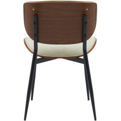 Chaise visiteur Enid en cuir artificiel noyer/crème