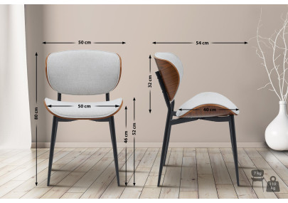 Cadeira de visitante Enid tecido nogueira/creme