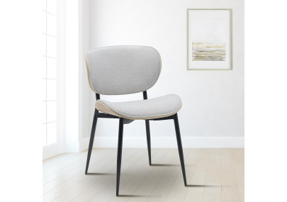 Chaise visiteur Enid en tissu nature/crème