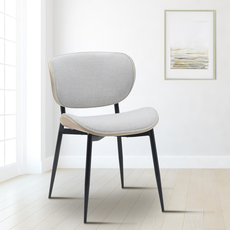 Chaise visiteur Enid en tissu nature/crème