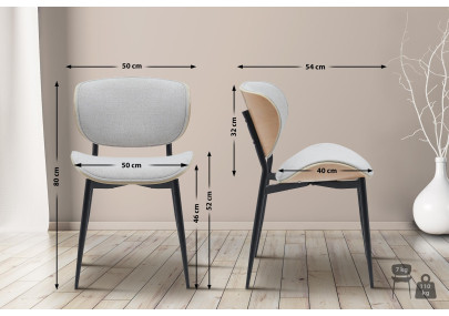 Chaise visiteur Enid en tissu nature/crème