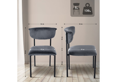 Chaise visiteur Gambell en velours gris foncé