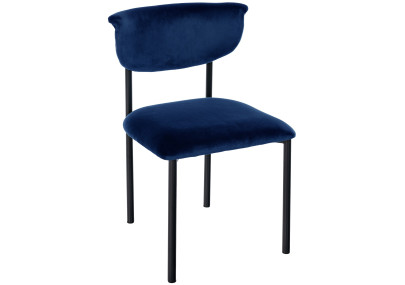 Chaise visiteur Gambell en velours bleu foncé