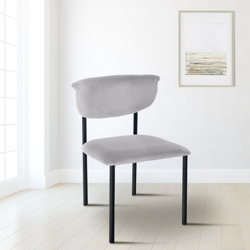 Chaise visiteur Gambell velours gris