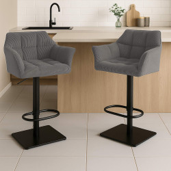 Tabouret de bar Damaso B Cord taupe