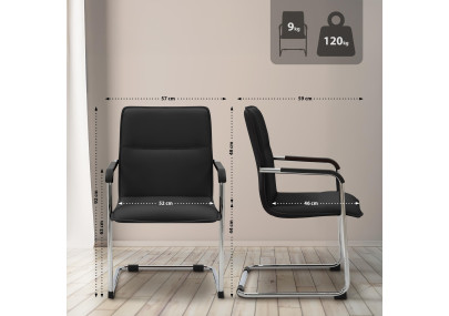 Chaise visiteur Seattle, noire