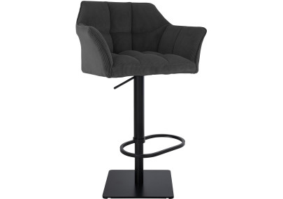 Tabouret de bar Damaso B en velours côtelé, gris foncé
