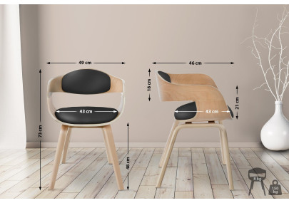 Chaise visiteur Kingston natura/noir