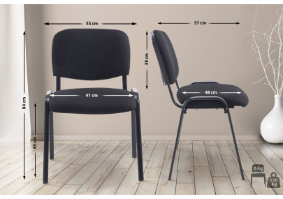 Fauteuil visiteur Ken XL, tissu noir