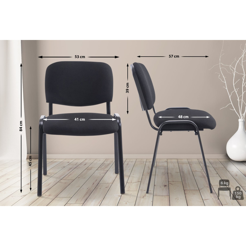 Chaise visiteur Ken XL en tissu noir