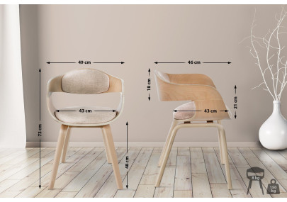 Chaise visiteur Kingston en tissu naturel/crème