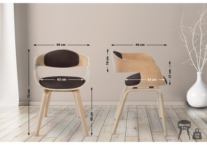 Chaise visiteur Kingston en tissu naturel/marron