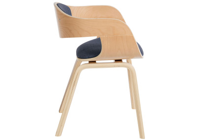 Chaise visiteur Kingston en tissu naturel/bleu