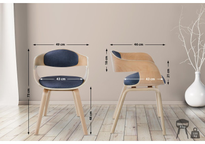 Chaise visiteur Kingston tissu naturel/bleu