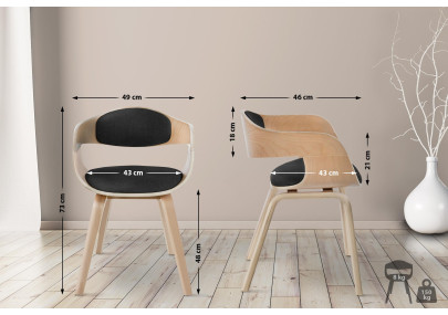 Chaise visiteur Kingston en tissu naturel/gris foncé