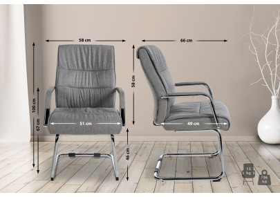 Chaise visiteur Sievert, tissu gris clair