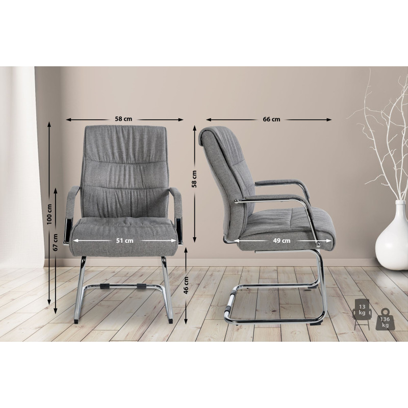 Chaise visiteur Sievert tissu gris clair