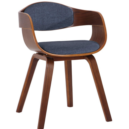 Sedia da visita Kingston tessuto noce/blu