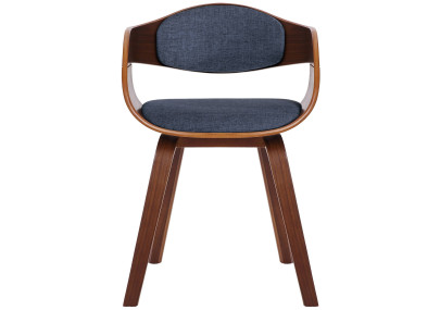 Chaise visiteur Kingston en tissu noyer/bleu