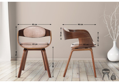 Chaise visiteur Kingston en tissu noyer/crème