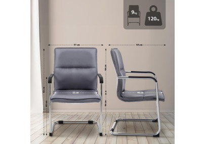 Ensemble de 2 chaises visiteurs gris Seattle