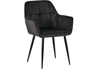 Fauteuil visiteur Emia, velours, noir
