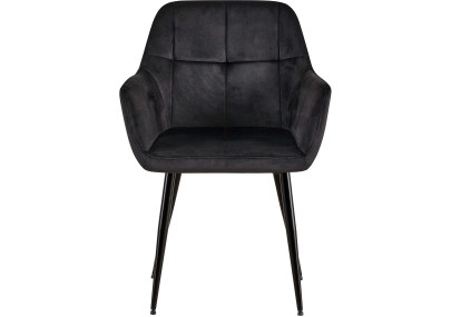Fauteuil visiteur Emia, velours, noir