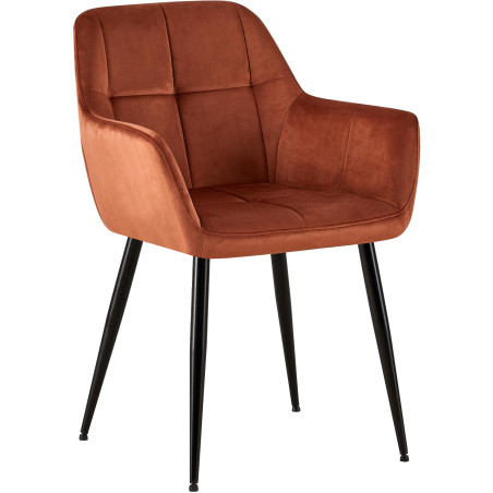 Fauteuil visiteur Emia, velours, marron
