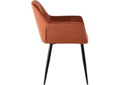 Fauteuil visiteur Emia, velours, marron