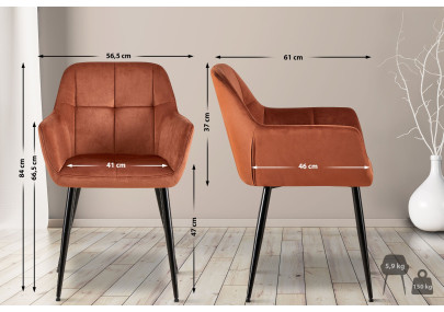 Fauteuil visiteur Emia, velours, marron