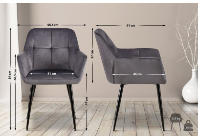 Silla de visita Emia terciopelo gris