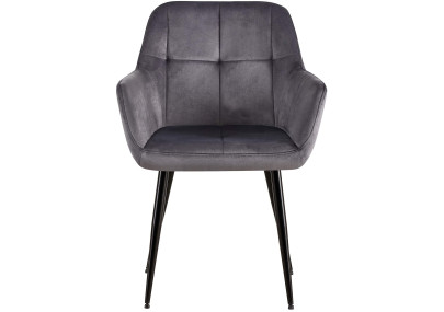 Fauteuil visiteur Emia, velours gris