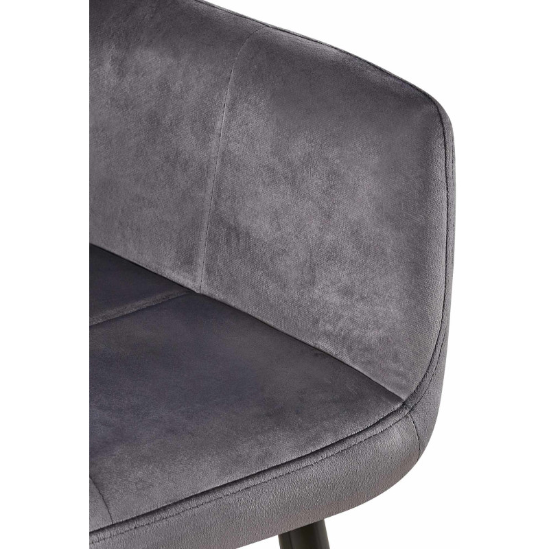 Fauteuil visiteur Emia, velours gris