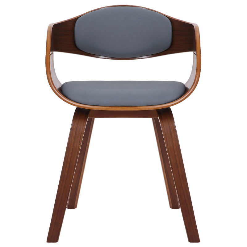 Chaise visiteur Kingston, cuir synthétique, noyer/gris