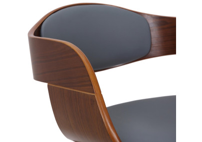 Chaise visiteur Kingston, cuir synthétique, noyer/gris