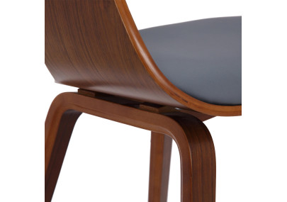 Chaise visiteur Kingston, cuir synthétique, noyer/gris