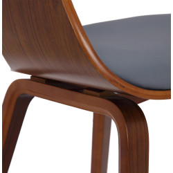 Chaise visiteur Kingston, cuir synthétique, noyer/gris