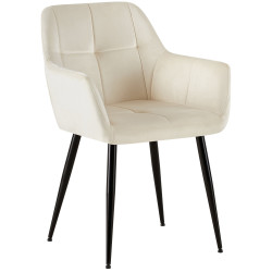 Fauteuil visiteur Emia en velours crème