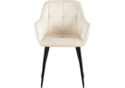 Fauteuil visiteur Emia en velours crème