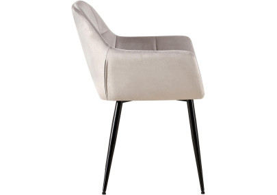 Fauteuil visiteur Emia, velours, gris clair