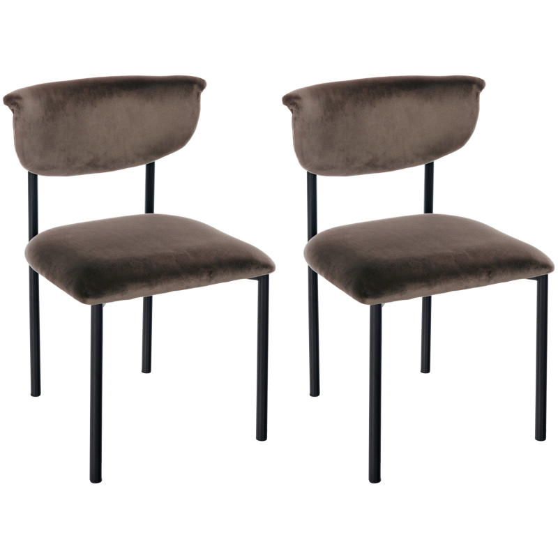 Lote de 2 sillas de visitante Gambell en terciopelo marrón