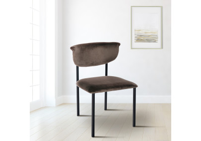 Ensemble de 2 chaises visiteurs Gambell, velours, marron